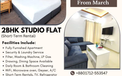 Short or Long-term Cozy Studio Flat Rent In Dhaka
