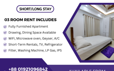 Rent for a 3BHK Furnished Service Apartment in Bashundhara R/A