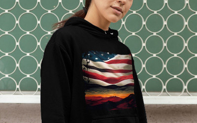 US Flag Design Hooded Sweatshirt