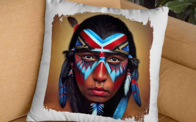 Indian Chief Painted Square Pillow Cases