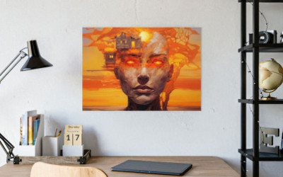 Colorful Abstract Portrait Gloss Horizontal Poster