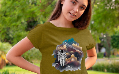 Astronaut Illustration Cropped T-Shirt