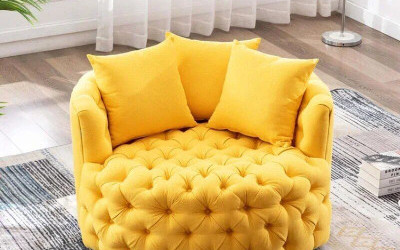 Italian-Inspired Luxury Linen Single Sofa with Rotatable Pull Buckle Design
